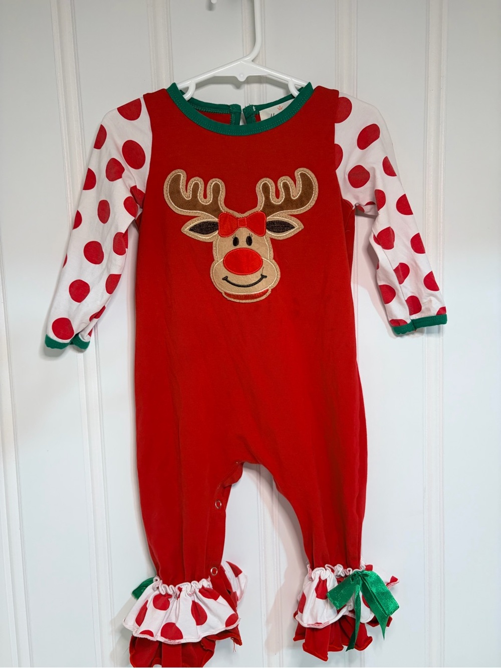 Red Rudolph Reindeer Christmas Romper for Kids